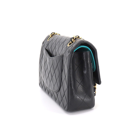 CHANEL Matelasse 25 Chain Shoulder Bag Leather Black Blue Bicolor A01112 Gold... - Picture 3 of 9